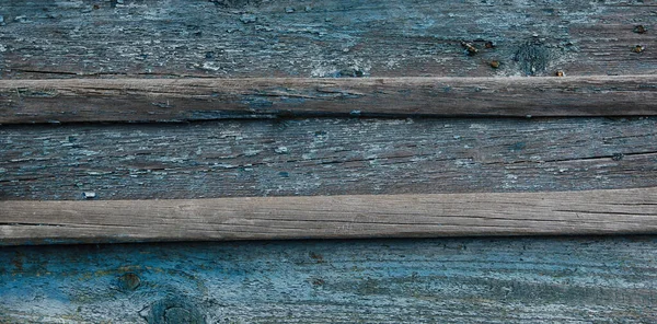 青剥離塗料とノットと爪穴とヴィンテージ木材の背景テクスチャ 空のテンプレート — ストック写真