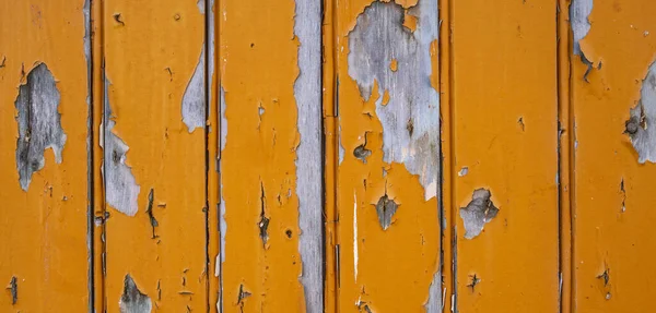 Vintage Houten Achtergrond Oude Verweerde Houten Plank Gele Kleur Geschilderd — Stockfoto