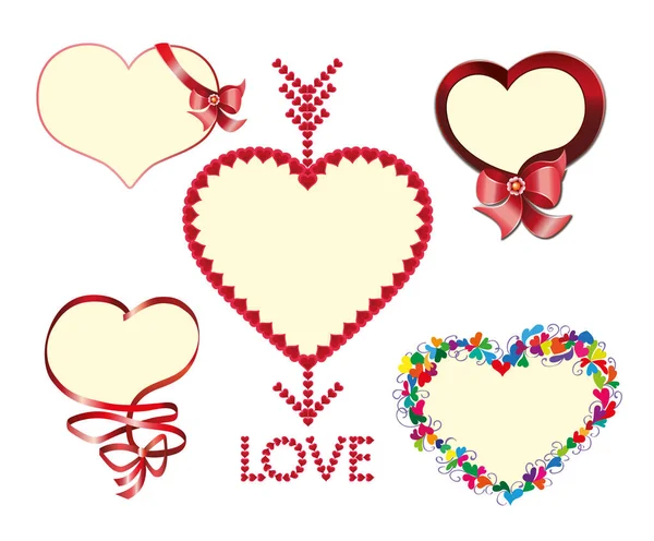 Heart Color Set Icons vector illustrations. Set of Hearts in different colors and types, Photo Frame. — Stockový vektor