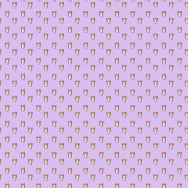 Mor arka planda bir fincan kahve ile suluboya deseni