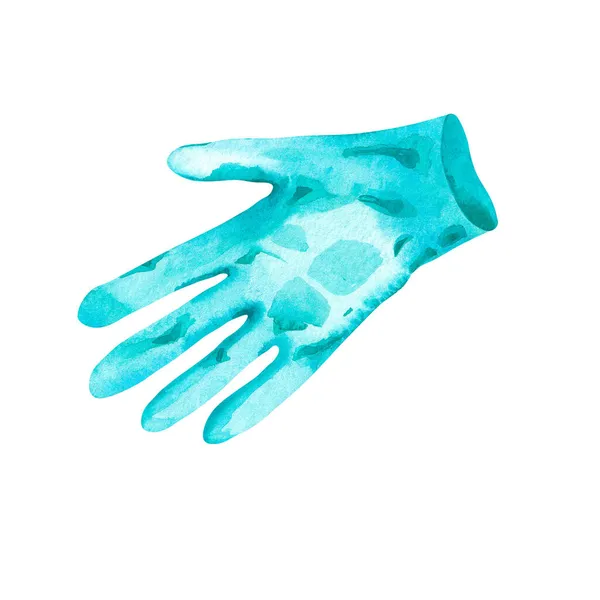 Akvarel lékařské rukavice na bílém pozadí — Stock fotografie