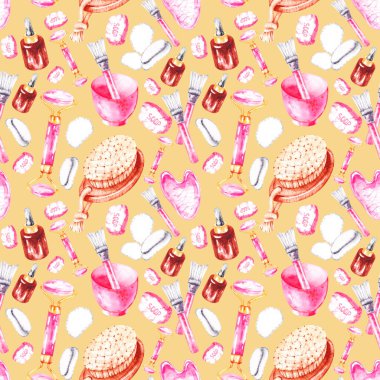 Gouache rulo, vücut fırçası, serum, sabun ve yüz maskesi kiti ile desen