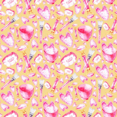 Gouache rulo, sabun ve yüz maskesi kitli desen