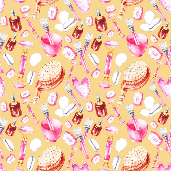 Gouache rulo, vücut fırçası, serum, sabun ve yüz maskesi kiti ile desen