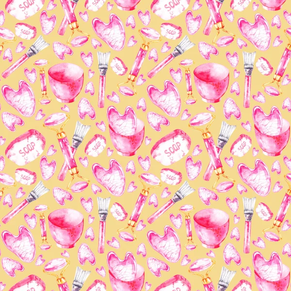 Gouache rulo, sabun ve yüz maskesi kitli desen