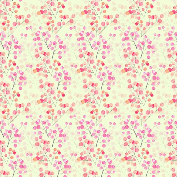 Watercolor pattern with sprigs of berries — Stock Fotó