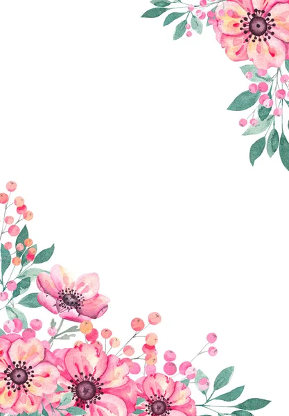 海葵花的水彩画框17 免版税图库图片