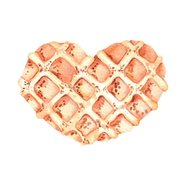 Watercolor waffle heart for Valentines Day — Stock Photo, Image