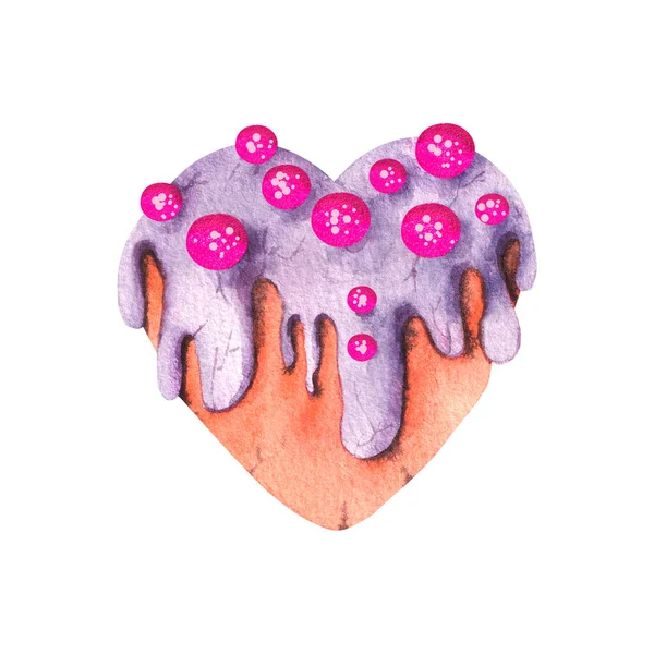Akvarelové perníkové srdce na Valentýna — Stock fotografie