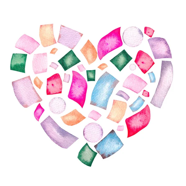 Акварель конфетти сердце на День Святого Валентина — стоковое фото