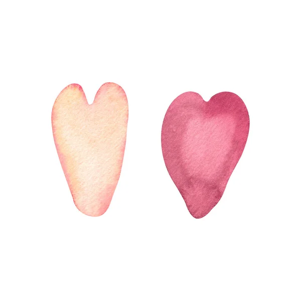 Conjunto de aquarela dos corações do Dia dos Namorados em um fundo branco — Fotografia de Stock