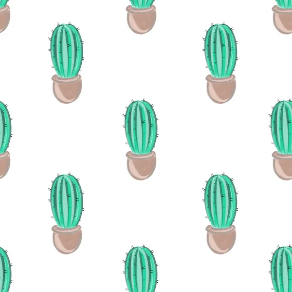 Lindo tema de verano patrón sin costuras con cactus. Bonitos y suaves colores pastel. — Foto de Stock