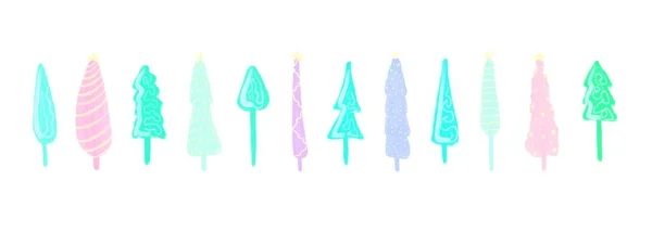 Set Weihnachtsbäume. Winterurlaub. Weihnachtsbäume modernes flaches Design. — Stockfoto