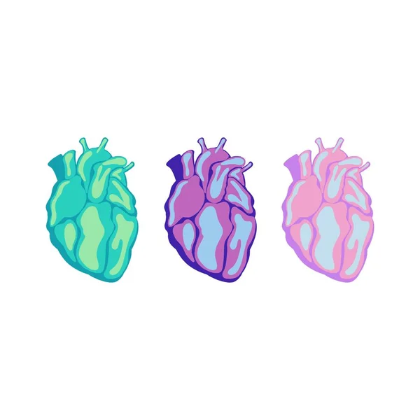Abstrakte menschliche Herzen in trendigen Farben. Designset für den Valentinstag. — Stockfoto