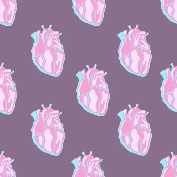Anatomiczny Abstrakcyjny wzór serca. Ręcznie rysowane kolorowe modne bezszwowe wzory. — Zdjęcie stockowe