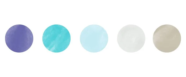 Spring 2022 trendy color palette. Design color trend of winter season. Modern watercolor round textured swatch set. — Zdjęcie stockowe
