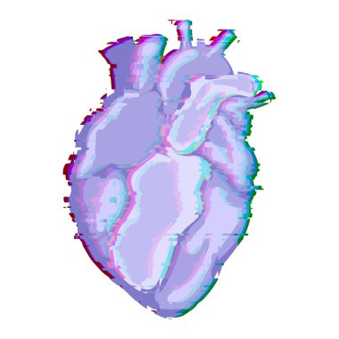 Vector Pixel art 8 bit purple anatomy human Heart. Abstract art for valentines day.