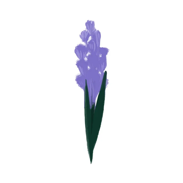 Astratto fiore di lupino disegnato a mano viola isolato su sfondo bianco. Illustrazione vettoriale. — Vettoriale Stock