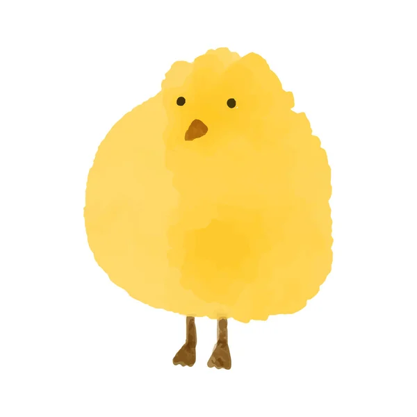 Vektorillustrationer av akvarell Liten gul kyckling. Handritad, konstnärlig, färg bild av kyckling i akvarell stil på en vit bakgrund. Påskkortsdesign. — Stock vektor