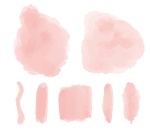 Teintures à l'aquarelle rose rougissant Paint stropke. Illustration vectorielle. Texture abstraite de fond aquarelle rose sur blanc. Peint à la main sur papier. — Image vectorielle