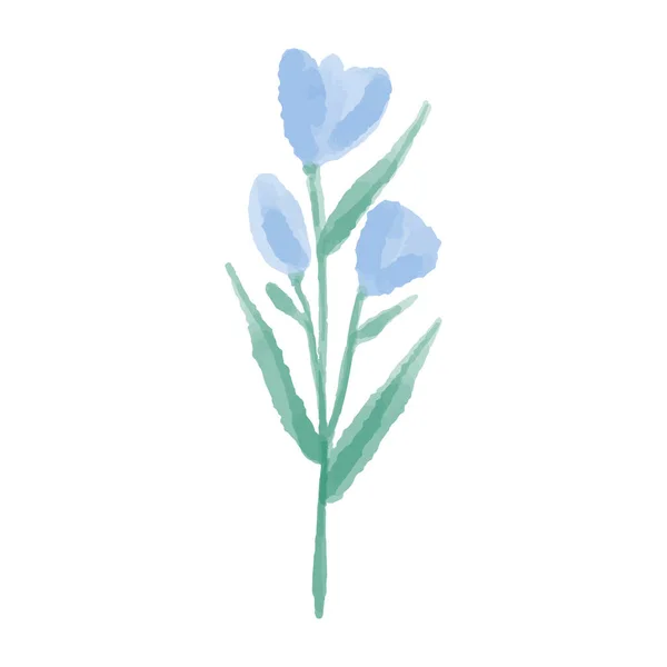 Ilustração desenhada à mão de uma flor silvestre azul. Crocus pintado em aquarela. Ilustração vetorial. — Vetor de Stock