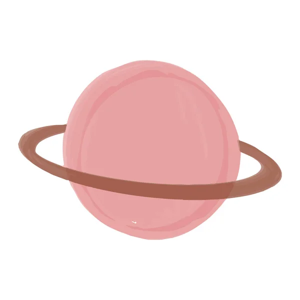 ブーブースタイルの保育園のための水彩手描き要素。ピンクの土星のベクトル図. — ストックベクタ