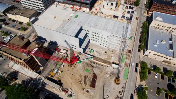 Letecký snímek staveniště v centru města Fort Wayne — Stock fotografie