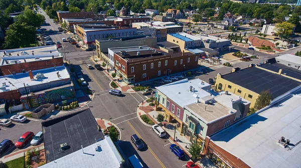 Rural town aerial view of shopping district — Stock Photo, Image