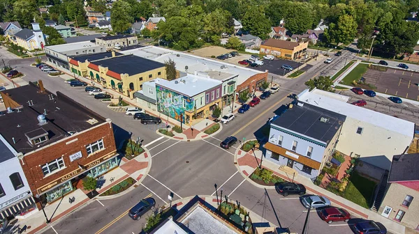 Shopping district of Auburn, Indiana from above — Stock Photo, Image