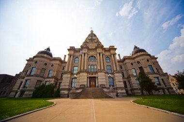 Evansville Indiana 'daki ünlü eski bir binanın balık bakışı görüntüsü.