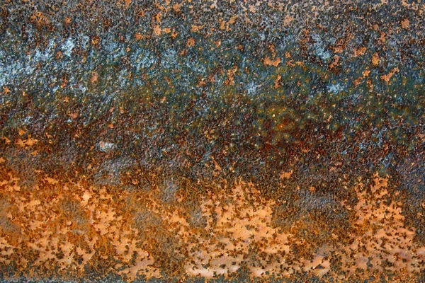 Oranje en teal roestende metalen ondergrond — Stockfoto
