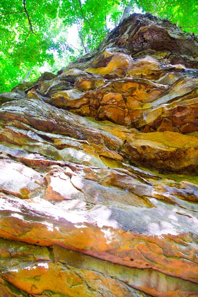 Couches de roche empilées les unes sur les autres dans une forêt — Photo