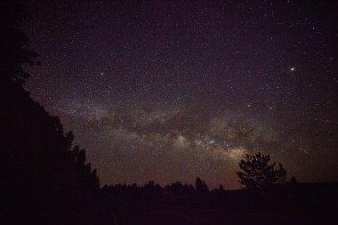 Geceleri yıldızlar çölde samanyolu