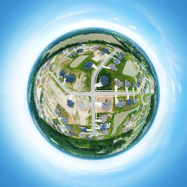 World miniature aerial of neighborhood under construction — Stock Photo, Image