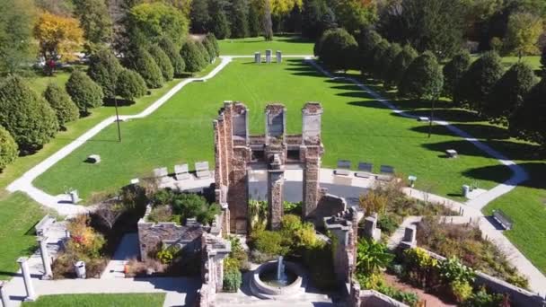 Holliday Park ruins in Indianapolis Indiana from above — Stock Video