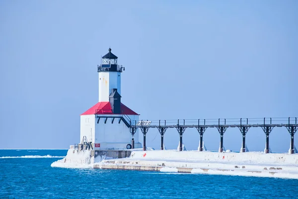 Faro del Michigan in inverno — Foto Stock