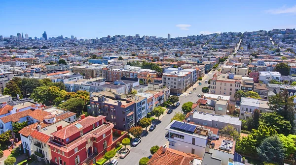 Obraz Powietrza Nad Kalifornią Wspaniałe Miasto Kolorowymi Domami — Zdjęcie stockowe