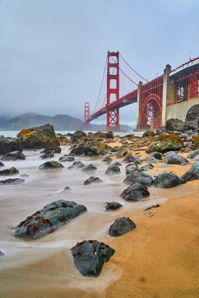 Immagine Del Golden Gate Bridge San Francisco Dalla Spiaggia Mattina — Foto Stock