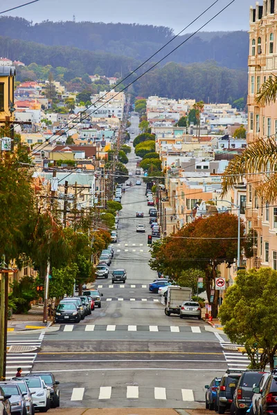 Obraz Kolorowej Architektury Centrum San Francisco Stromych Drogach — Zdjęcie stockowe