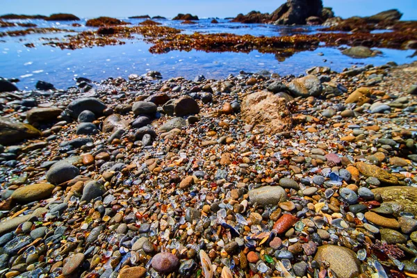 Bild Kaliforniens Glass Beach Detalj Glasbitar — Stockfoto