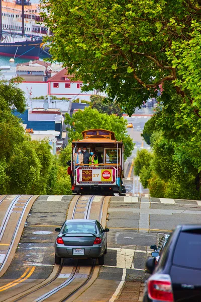 Bild Von Auto Und Wagen Auf Steiler Straße San Francisco — Stockfoto