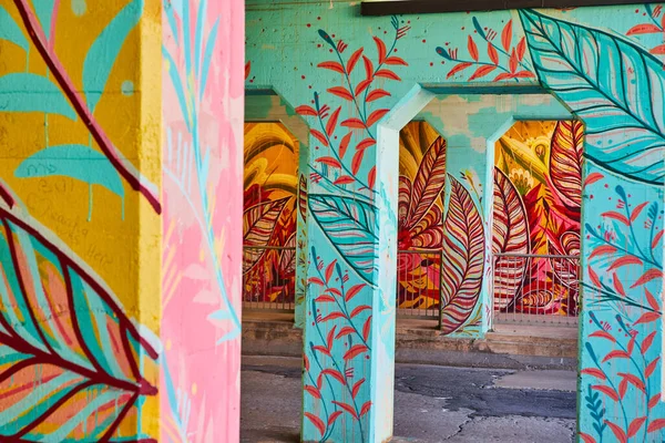 Image Feather Graffiti Covering Tunnel Arches City — Stock Photo, Image