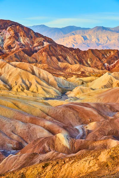 Immagine Infinite Ondate Colore Sedimenti Erosi Nella Valle Della Morte — Foto Stock