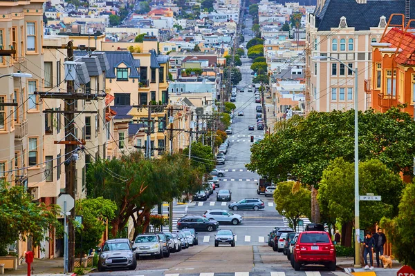 Imagen Casas Coloridas Bordeando Carreteras Empinadas San Francisco — Foto de Stock