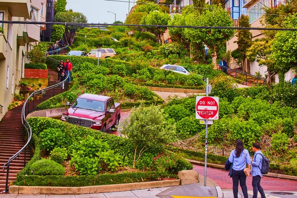 Obraz Słynnej Lombard Street Wczesną Wiosną San Francisco — Zdjęcie stockowe