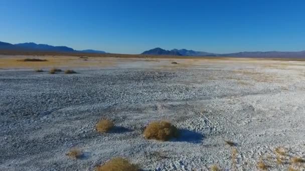 Video Pan White Sandy Desert Distant Death Valley Mountains — Stock Video