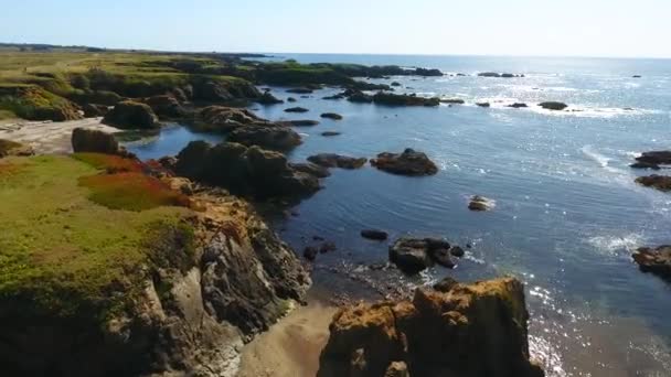 Video Splendide Spiagge Costiere Della California Con Rocce Sparse Nelle — Video Stock