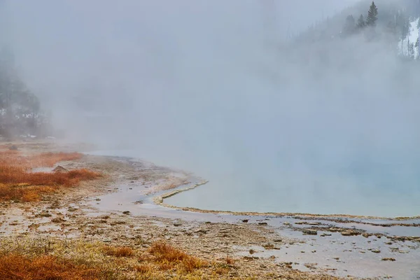 Image Yellowstone Pools Spring Covered Sulfuric Steam — Foto de Stock