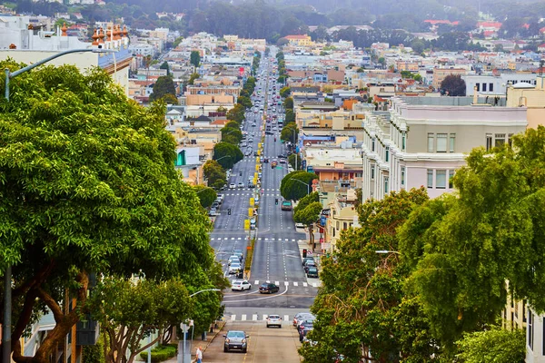 Image View Top Steep Road San Francisco Overlooking Neighborhoods — Foto de Stock