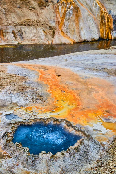 Image Vibrant Blue Chinese Orange Sediment Runoff River Yellowstone —  Fotos de Stock
